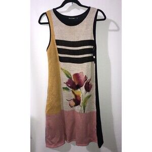 Anthropologie Troubadour Women’s Medium Dress Wool Blend Sleeveless Black Floral